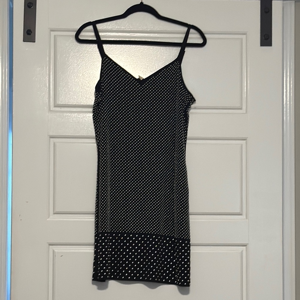 Michael Kors Black and White Slip Dress Spaghetti Strap Mini